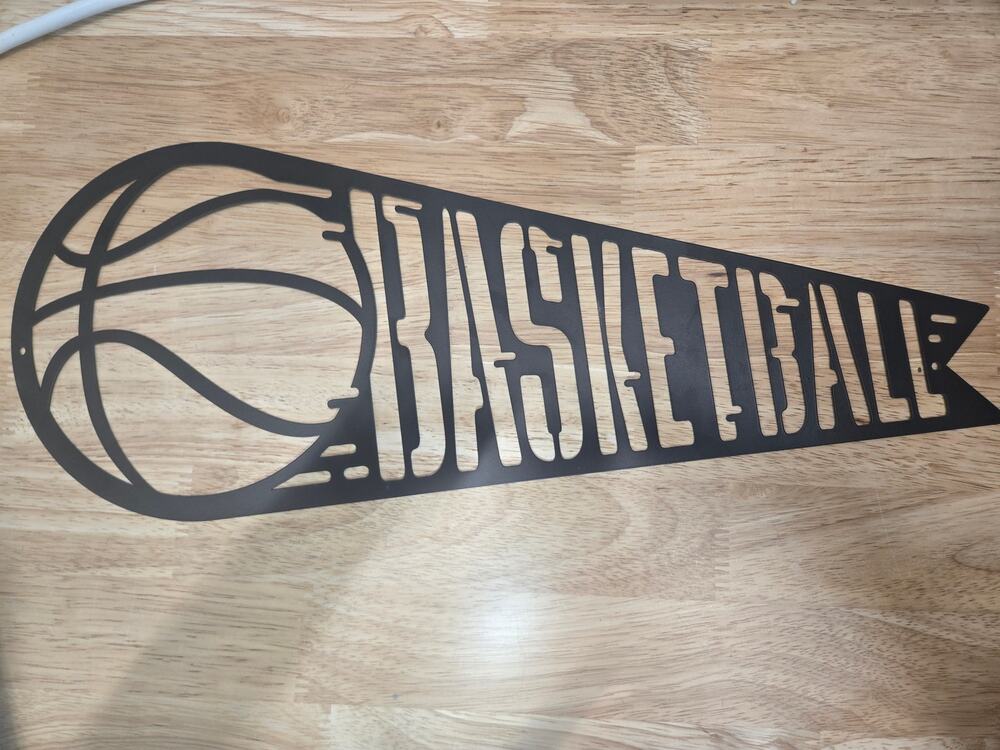Basketball Metal Wall Sign 7.8 x 20 Sports Room Decor New With Tags
